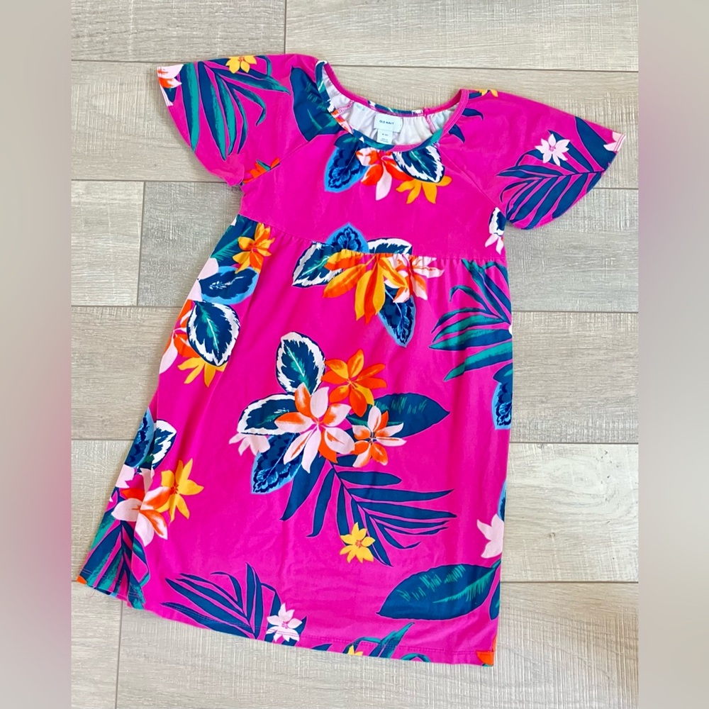Girls Dress Foral Tropical Pink Dress
